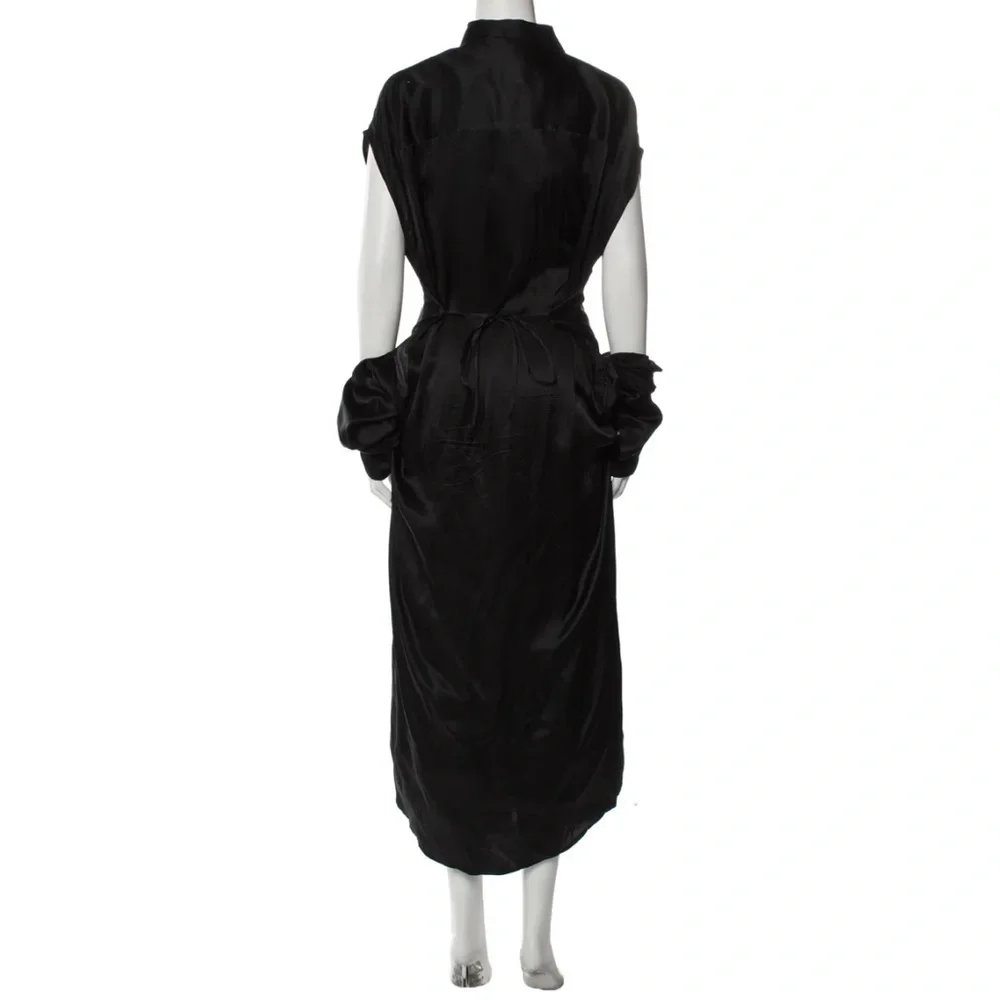 R13 silk satin black shirtdress - Picture 2 of 8